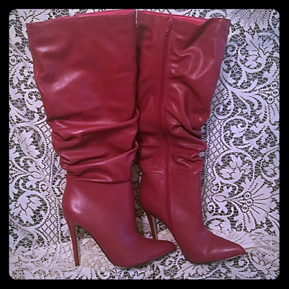 Red leather Stiletto Boots
